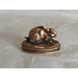 Antoine Louis BARYE . Rabbit with lying ears. Bronze.